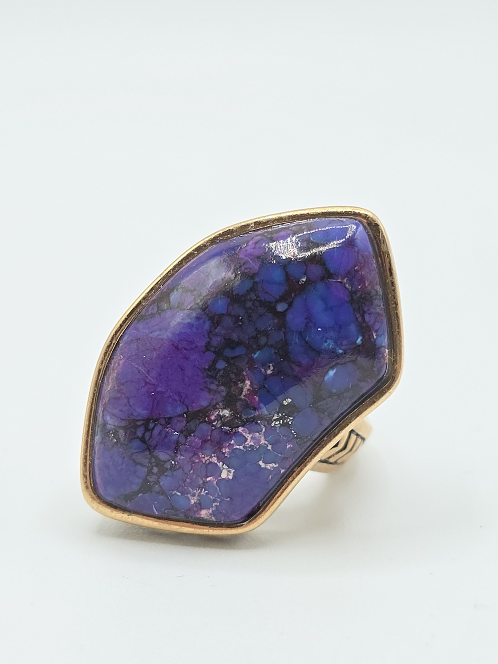 Barse Purple Turquoise Ring Bronze Color Enhanced Statement Size 9.75 - Picture 4 of 11